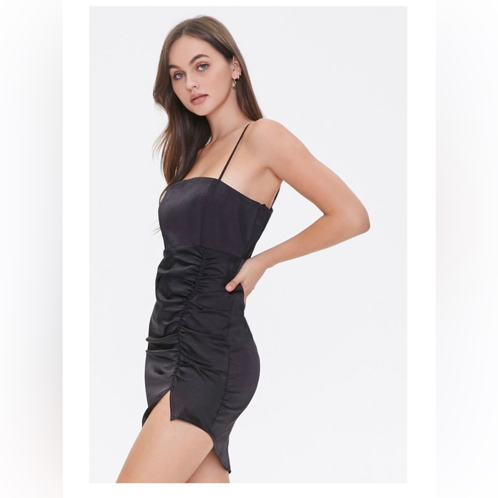 Forever 21 satin ruched mini dress